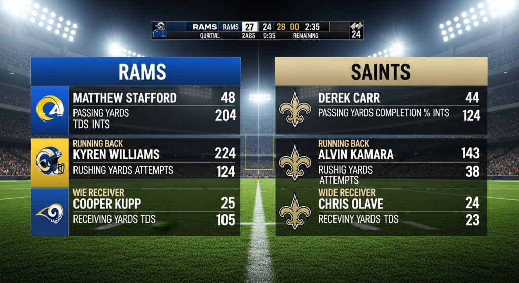 Los Angeles Rams vs New Orleans Saints Match Player Stats