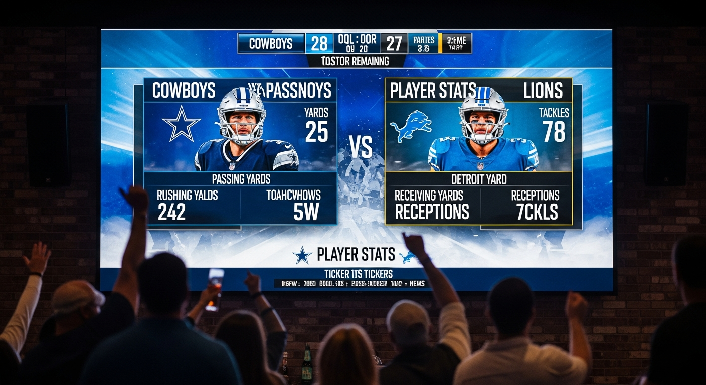Dallas Cowboys vs Detroit Lions Match Player Stats